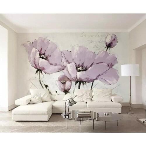 Custom wallpaper murals beautiful purple flowers Nordic minimalist TV background wall papers home decor