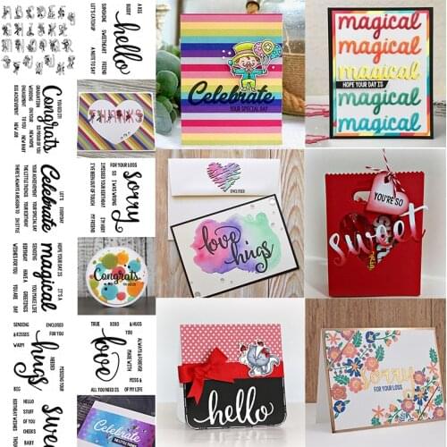 Transparent Clear Stamps Of Alphabets Phrases About Sorry Celebrate Hugs Sweet Love Congrats Wishes Magical DIY Silicone Seals