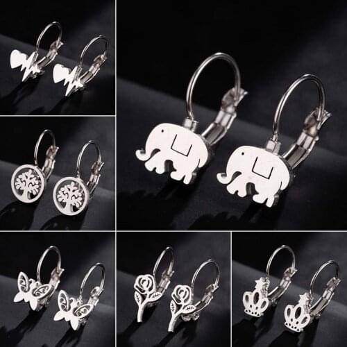 2021 Trendy HipHop Hoop Earrings Statement Stainless Steel Animal Stud Earrings for Women Girls Female Jewelry Boucles d'oreille