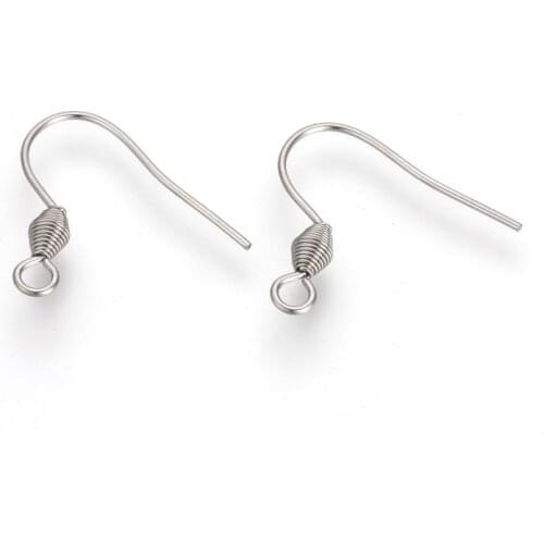 20pcs Stainless Steel Silver Plated Earring Hooks Fish Hook Earrrings Wrie Hooks Jewelry Findings Earring Parts DIY Making