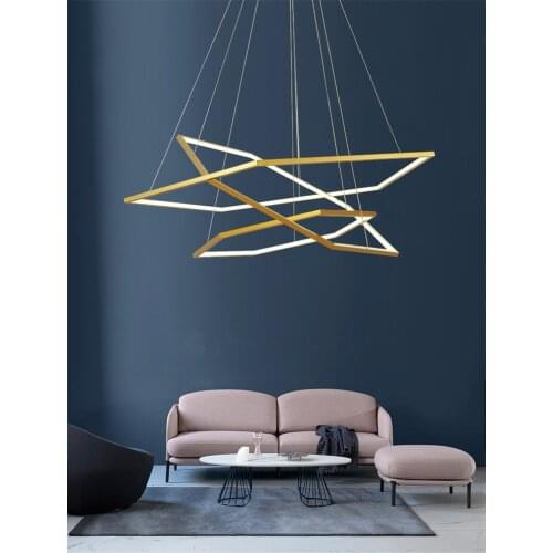 Modern Duplex Floor Living Room LED Chandelier Nordic Gold Hexagon Hanging Lamp Bar Office Decorative Lamp Restaurant Chandelier