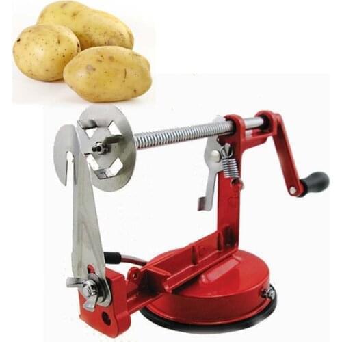 Supreme Quality Manual Red Stainless Steel Twisted Potato Apple Slicer Spiral French Fry Cutter Fruit & Vegetable Tools