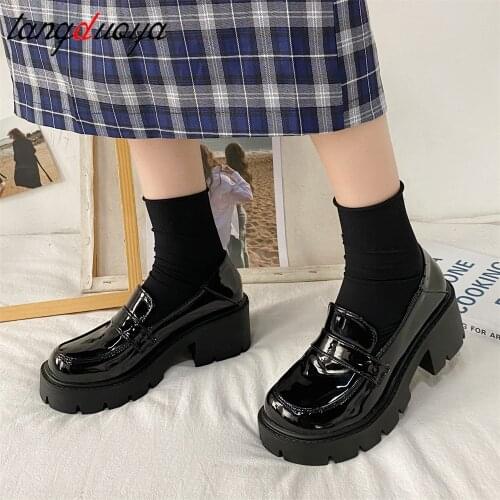 Harajuku shoes Cute Lolita Girl Women Maid Shoes Round Toe Leather Shoes Japanese JK High School Uniform Kawaii Anime Cosplay