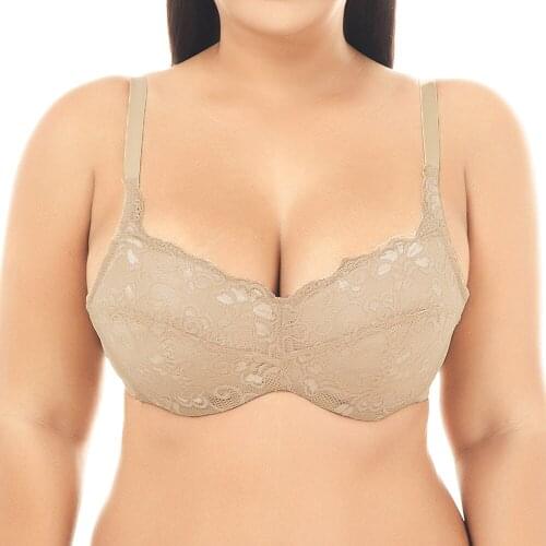 2021 Bras for Womens Soft Cotton Plus Size Wirefree Non-Padded Top Full Coverage Lace Bra Push Up 80C 85C 90C 95C bh