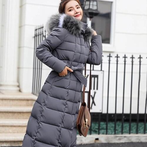 Women Down Jacket 2019 Fashion Warm Long Hooded Female Jacket Long Coat Casual Cotton-padded Long Sleeve Parkas Down Coat Winter