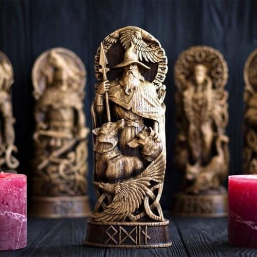 Famliy Decoration Resin Norse Gods Scandinavian Pantheons Loki Odin Statue Altar Figure Crafts Ornaments For Home Decor