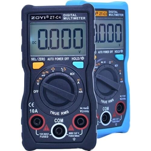 ZOYI ZT-C3/ZT-C4 Digital Multimeter Auto Range 4000 Counts True RMS AC/DC Ammeter Voltmeter Ohm LCD Backlight Flashlight