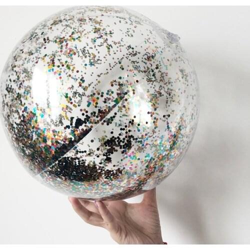1 Piece Inflatable Transparent PVC Playing Ball Pool Entertainment Sequin Glitter Beach Ball Water Children Girl Funny Toys