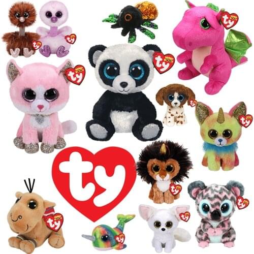 15cm Ty Beanie Unicorn Cat Cow Flamingos Stuffed Animal Fox Owl Dog Reindeer Lion Mouse Bunny Toys Collection Christmas Gift