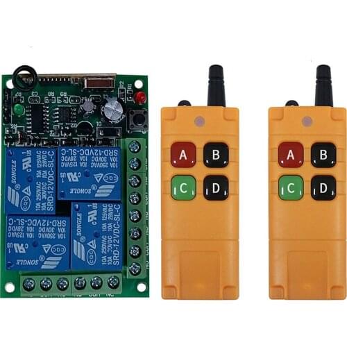 2000m DC12V 24V 4CH Wireless Remote Control Light Switch Relay Output Radio RF Transmitter+433MHz Receiver Gate Garage opener