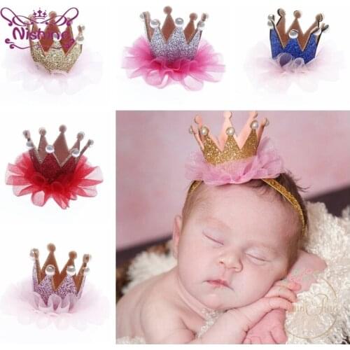 3pcs/lot Shining Crown Accessories with Pearls Baby Birthday Party Decoration Hiliday Clothing Ornament DIY Handmade Headwear