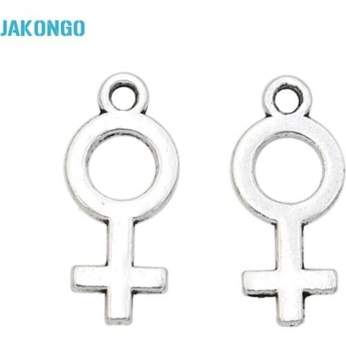 40PCS Tibetan Silver Plated Female mark Charm Pendant Fit Making Necklace Bracelet Jewelry Accessories DIY 18x8mm