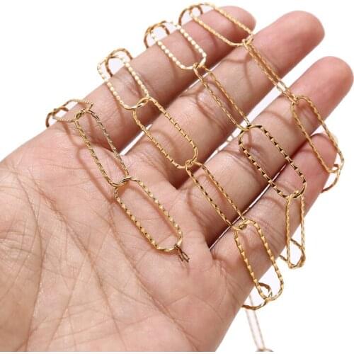 9mm Width Gold Plated Stainless Steel Paperclip Chains Necklaces Strong Oval Cable Link Chain for DIY Jewelry Making Findings