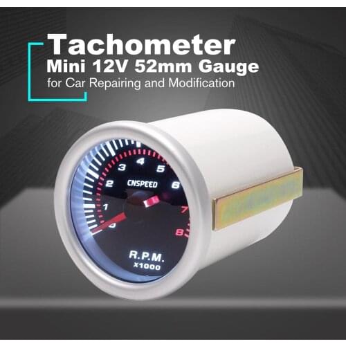 Auto Car Tachometer Tacho Gauge 0~8000 RPM Meter Universal Car Motor White Led Meter Pointer RPM Counter for 4/6/8 Cylinder Hot