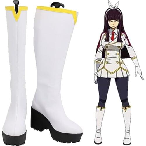 Fairy Tail Kagura Cosplay Boots White Shoes Custom Made Any Size for Unisex