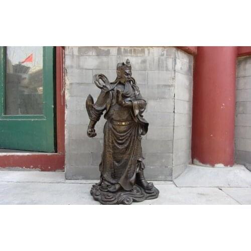 Free shipping China Folk Copper Bronze General Dragon Guan Gong Guan Yu Warrior Buddha Statue