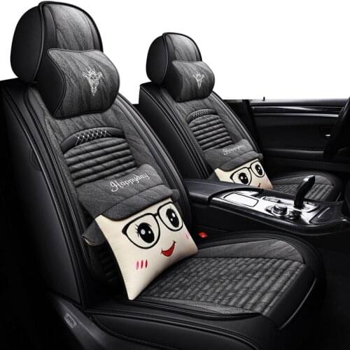 ZHOUSHENGLEE Linen Flax Car Seat Cover for Smart all models fortwo forfour car accessories auto styling car seat cover set