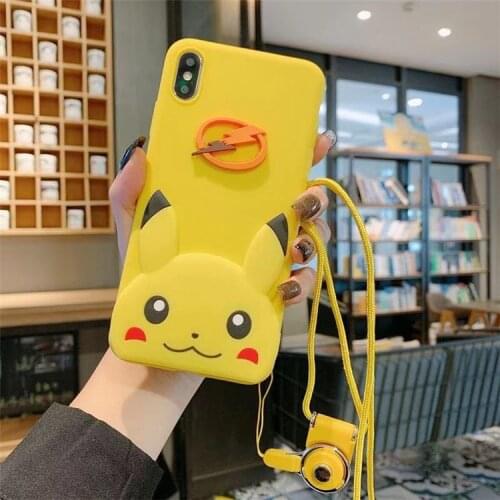 Pokemon Pikachu Phone Case for Xiaomi 8 9 8SE MIX3 Redmi 8 9pro K30pro K20 Silicone Lanyard Phone Case Christmas Present 2021New
