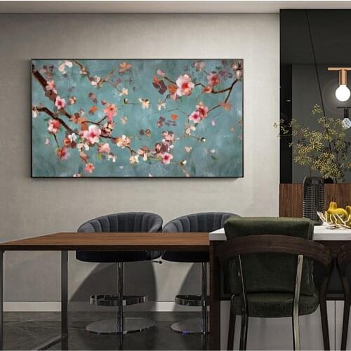 Almond Blossom Flowers Canvas Paintings On The Wall Pictures For Living Room Flowers Canvas Prints Decoration Picture Wall Decor