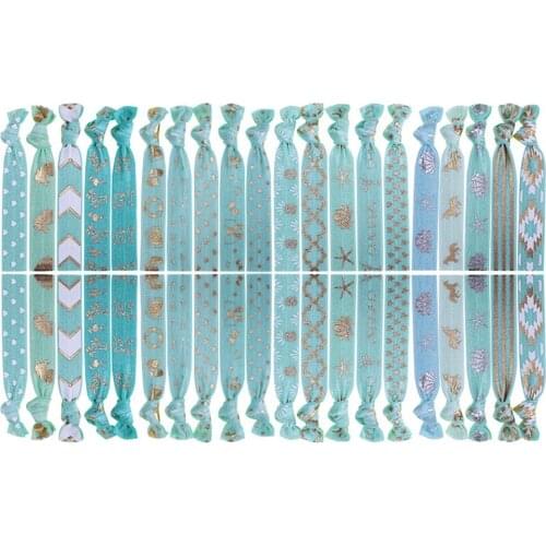 20styles blue colors 5/8 Elastic Hairband Bowknot Band Headwear For Girls Handmade DIY Headband Hair Ties Birthday Party Gift