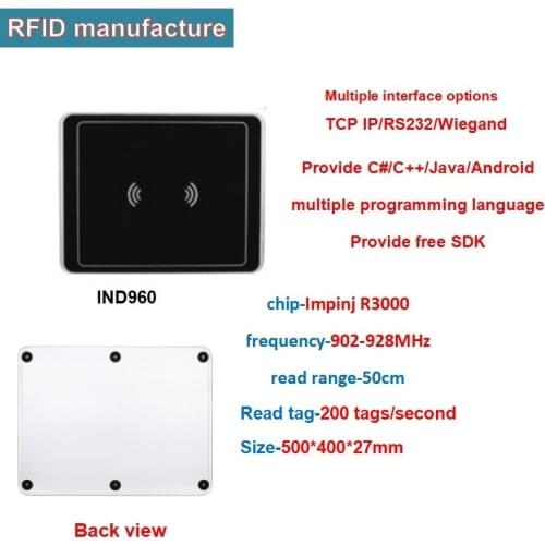 Ethernet rs232 integrated uhf rfid desktop antenna reader read range 50cm Multiple tag used for laundry jewelry