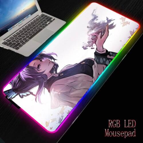 MRGBEST Anime girl Demon Slayer Kimetsu No Yaiba Gaming Mouse Pad Computer Large Mousepad Gamer RGB Big Mouse Carpet PC Desk Mat