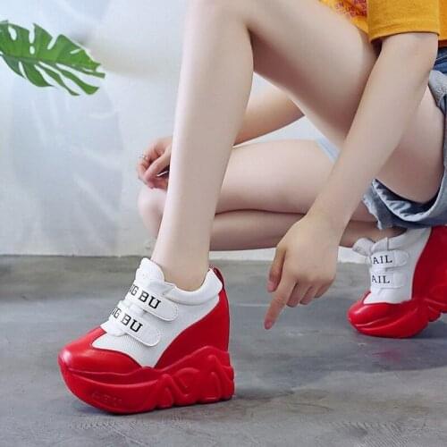 Fashion Shoes Woman 12cm Super High Wedge Outdoor Sneakers Female Casual Shoes Hook Loop Comfortable Platform Sneakers