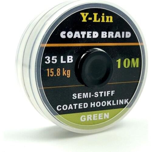 10m Carp Fishing Line Hook Link Carp Coated Hooklink Braid Line For Hair Rig 15IB 25IB 35IB Coarse Fishing Tackle