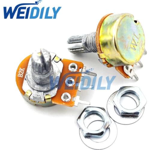 5PCS/LOT WH148 B2K Linear Potentiometer 15mm Shaft With Nuts And Washers Hot 3Pin High Quality