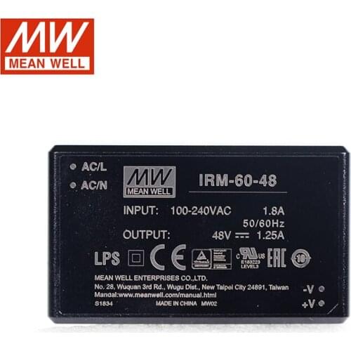 MEAN WELL IRM-60-48 60W PCB assemble Encapsulated Power Module 110V/220V AC to 48V DC 1.25A Module type Power Supply