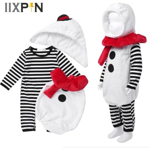 Lovely Christmas Snowman Clothes Children Christmas Cosplay Costume Jumpsuit Suit Baby Boy Xmas Party Dress Children Kid Clothes