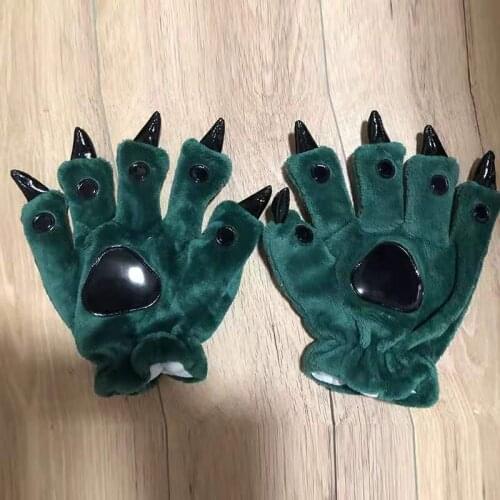Cartoon Animal Gloves Paw Dinosaur Bear Cat Windproof Warm Finger Claw Plush Gloves Halloween Festival Party Child Adult Finger