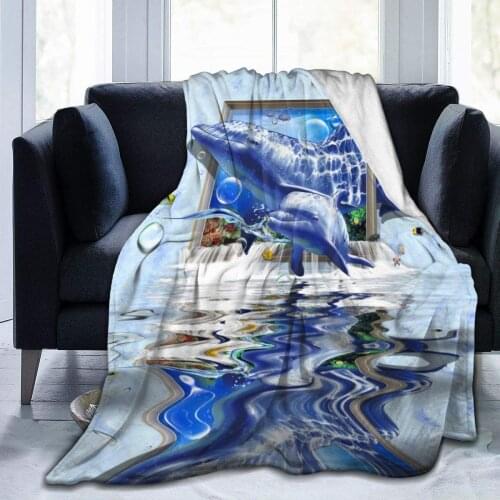 Dolphins Soft Throw Blanket Lightweight Flannel Fleece Blanket for Couch Bed Sofa Travelling Camping for Kids Adults