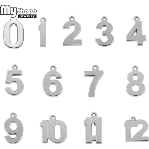 0-12 Numbers Charms to Choose Antique Silver Plated 20pcs Lucky Number DIY Floating Pendant 0 1 2 3 4 5 6 7 8 9 10 11 12