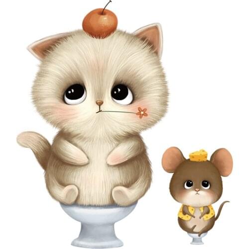 Cartoon cat mouse wall stickers kitten for kids room background home decoration Bathroom toilet wallpaper Cute animals stickers