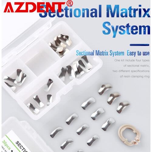 100Pcs/Box Dental Sectional Contoured Matrices Metal Matrix No.1.398 Matrix Band Forming Clip 40Pcs/Box Silicone Add-On Wedges
