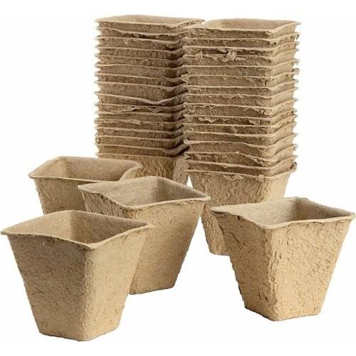 New 10 Pieces Square Plant Starter Peat Pots Flower Vegetable Seedlings Nursery Cup Paper Planter Pot Garden Supplies