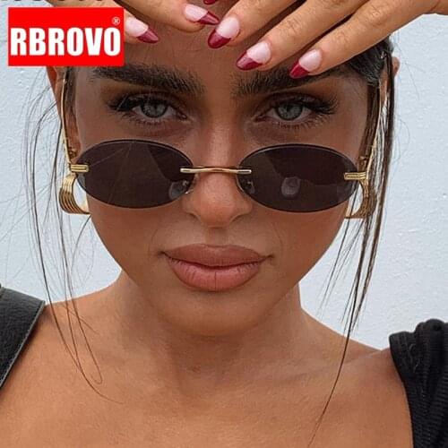 RBROVO 2021 Oval Retro Sunglasses Women High Quality Eyeglasses For Women/Men Small Glasses Male Rimless Driving Glasses Rimless