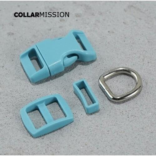 Plastic buckle+Tri-Glid+square keeper+D ring) DIY dog collar lake blue 15mm webbing sewing yaccessory premium quality