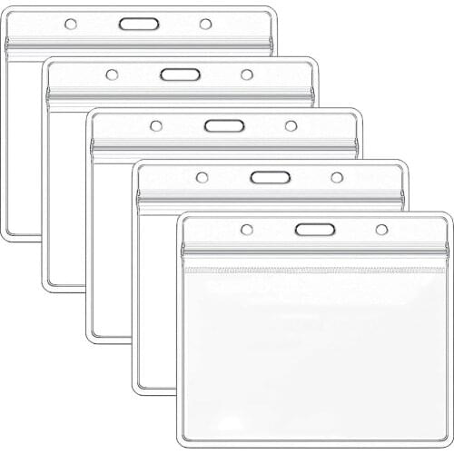 10Pcs Transparent Waterproof Work Exhibition ID Card Holder Nurse Student Vinyl Plastic Clears Badge Holder Name Tag Case