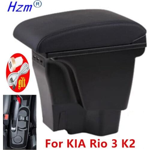 For KIA Rio 3 K2 Armrest Box 2015 2014 2013 2012 2011 Organizer Leather Auto Cup Holder Accessories Easy to install USB