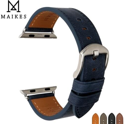 MAIKES Genuine Leather For Apple Watch Strap 44mm 40mm & Apple Watch Band 38mm 42mm Watchbands iwatch Series 4 3 2 1 Bracelet