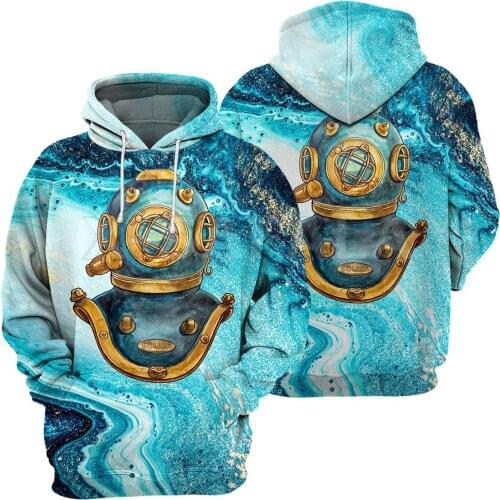 Scuba Diving Helmet 3D All Print XS-7XL Hoodies Man Women Harajuku Outwear Zip Up Mens Pullover Sweatshirt Casual Unisex Jacket
