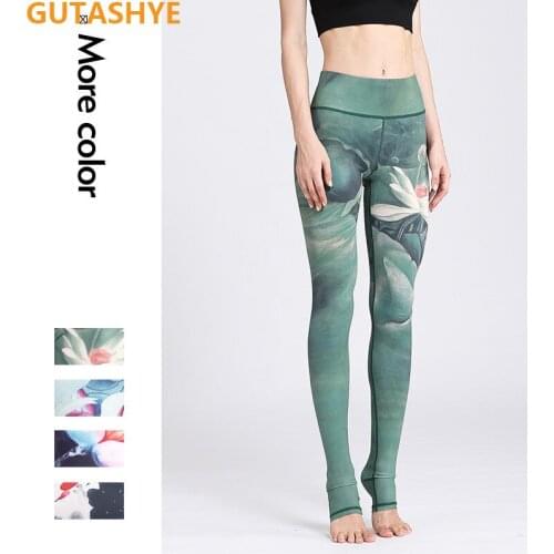 GUTASHYE Print Yoga Pants Women Unique Fitness Leggings Workout Sports Running Leggings Sexy Push Up Gym Wear Elastic Slim Pants