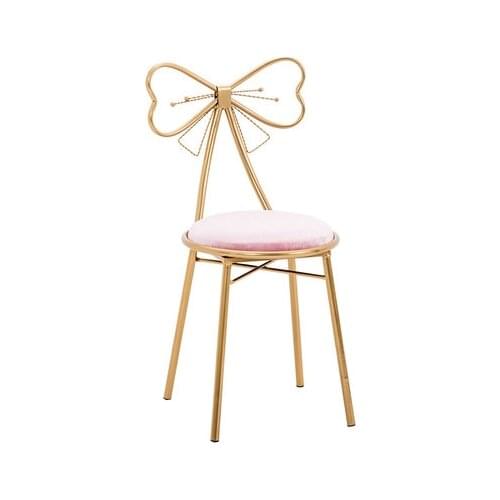 Modern Bow-knot Golden Bar Stool Iron Bar Chair Beauty Salon Furniture Nordic Princess Bow Modern Barstool