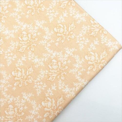 Syunss,Apricot Back Retro Rose Printed Cotton Fabric DIY Tissu Patchwork Telas Sewing Baby Toy Bedding Quilt Cloth Craft Tecido