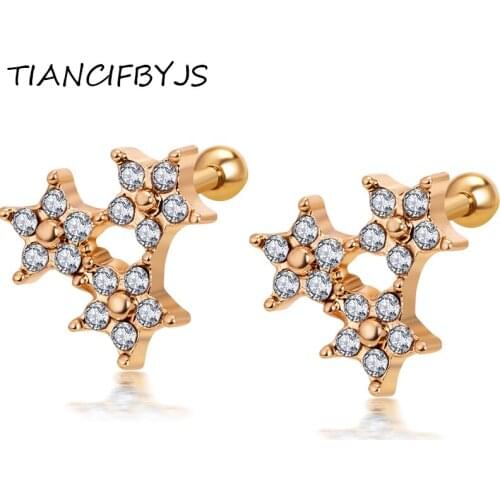 TIANCIFBYJS Ear Piercing Tragus Heart Piercing Cute Star Earrings Cartilage Piercing Labret Ring Daith Piercing Body Jewelry