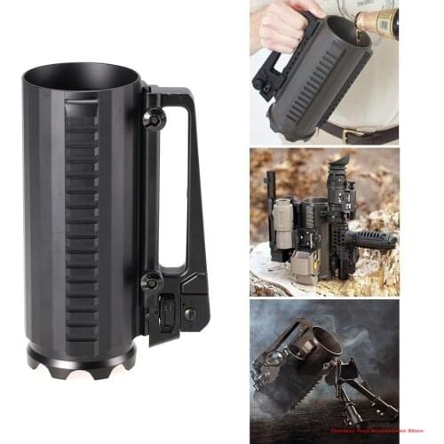 Outdoor Black Tactical Battle Mug Detachable Carry Military Rail Mug Cup Hunting Kit New