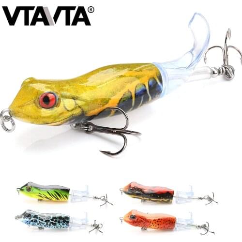 VTAVTA Topwater Whopper Frog Popper Fishing Lures 9cm 11g Hard Crankbait Bass Lure Fishing Popper Soft Rotating Tail Swimbait