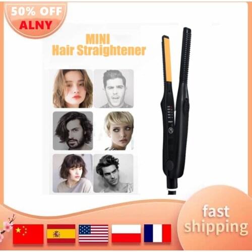 2 In 1 Hair Straightener Curler Short Hair Mini Hair Straightening Small Flat Iron Men Beard Straightening Thinnest Wool Curls